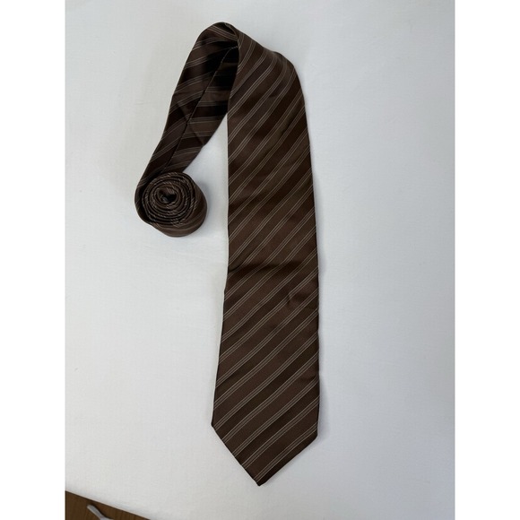 Other - Tino Cosma Italy Silk Tie Brown Silver Stripe Classic Necktie Made in Italy